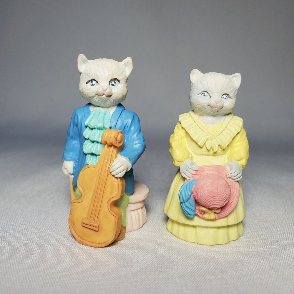 JC Accents Sweet Kitty Family Cat Playing Cello Wearing Hat Vintage